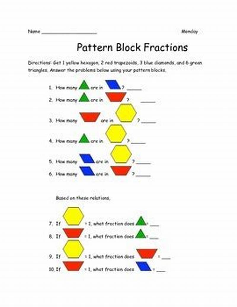 Adding Fractions With Pattern Blocks Worksheet