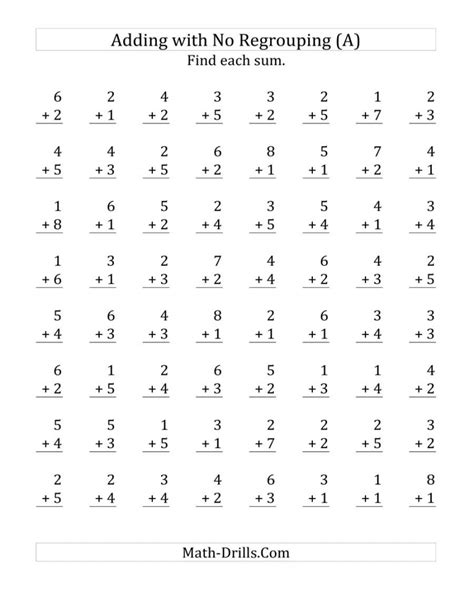 Addition Math Printable Worksheets