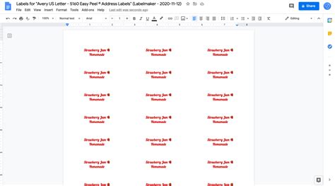 Address Labels Template Google Docs
