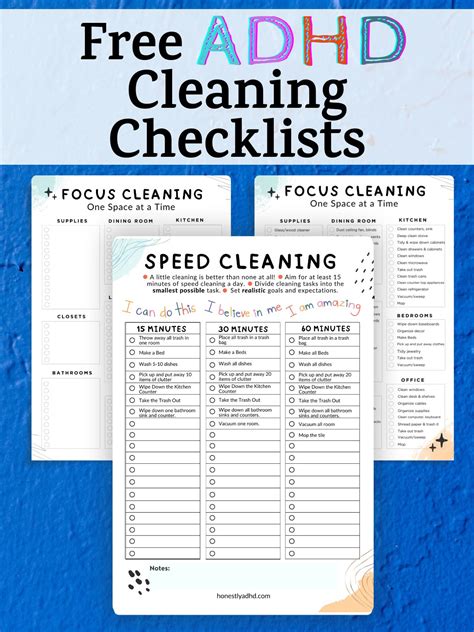 Adhd Cleaning Checklist Printable