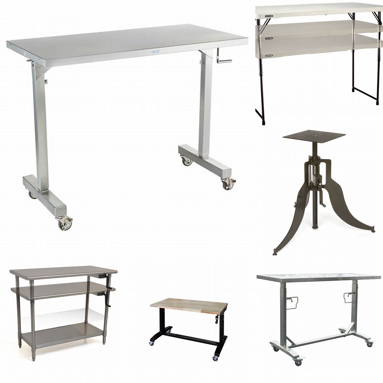 Adjustable-height metal table