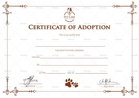Adoption Certificate Template
