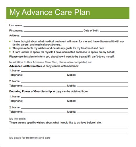 Advanced Care Planning Template