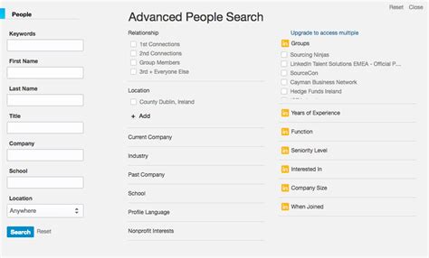 Advanced Search in LinkedIn