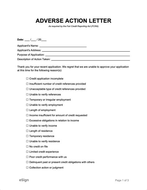 Adverse Action Letter Template