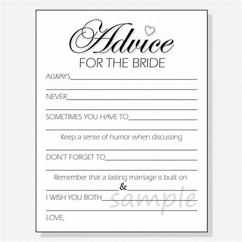 Advice For The Bride Free Printable