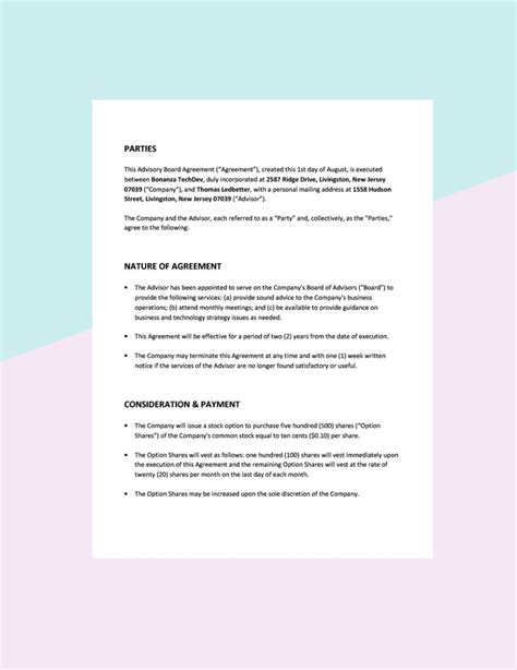 Advisory Board Charter Template