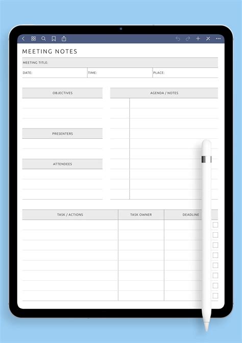 Agenda Notes Template