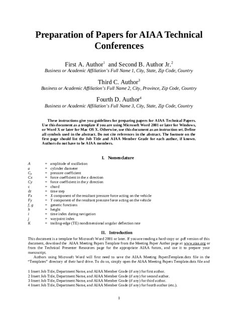 Aiaa Report Template