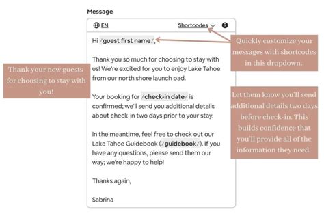 Airbnb Message Template