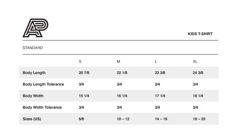 Albino Preto Size Chart