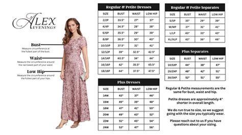 Alex Evening Size Chart