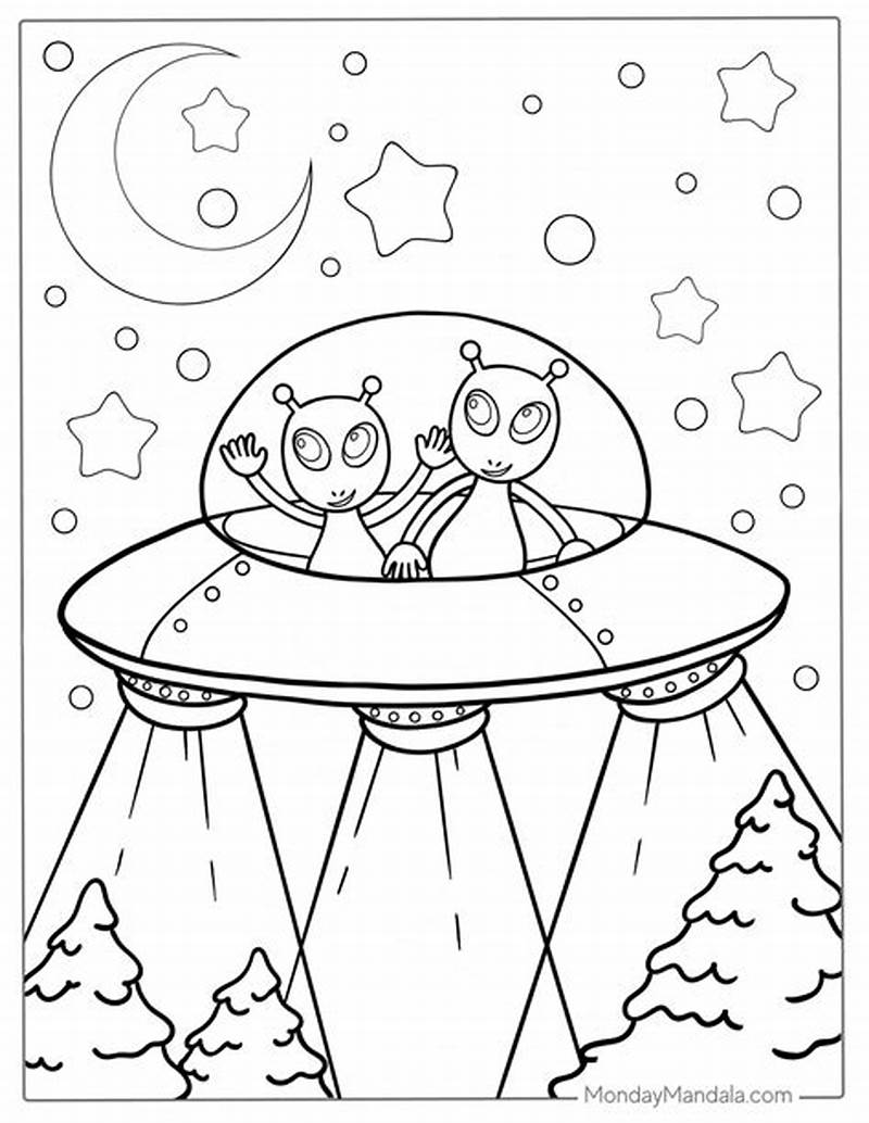 Alien Planet Spaceship Trippy Coloring Pages