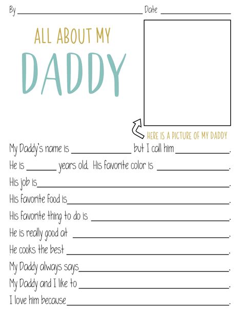 All About Daddy Printable Free