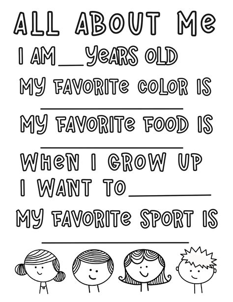All About Me Coloring Pages Printable