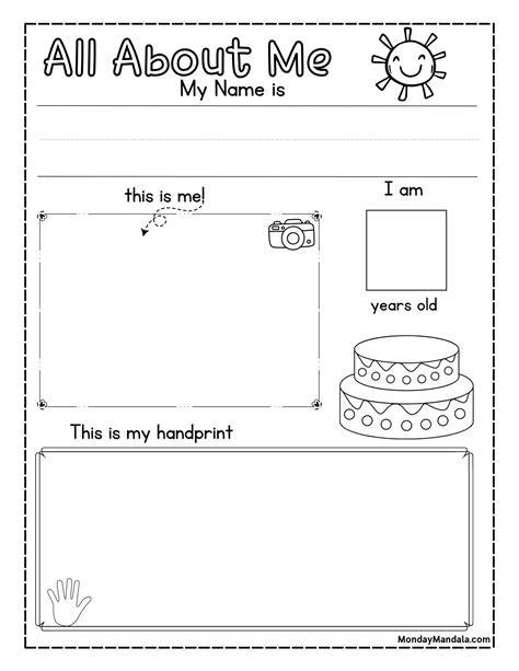All About Me Preschool Printable Worksheets