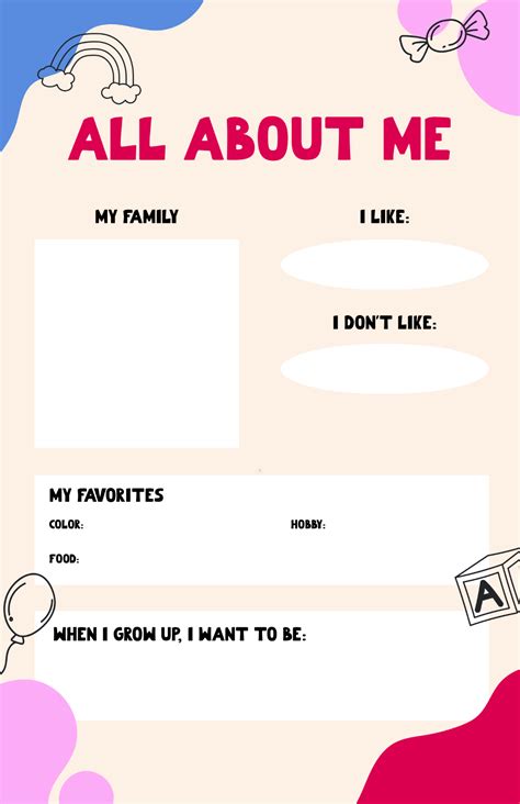 All About Me Template For Kids
