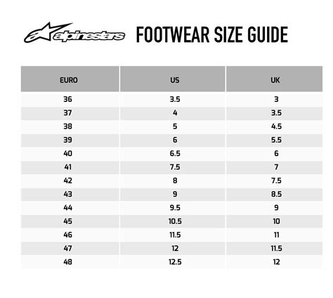 Alpinestar Boot Size Chart