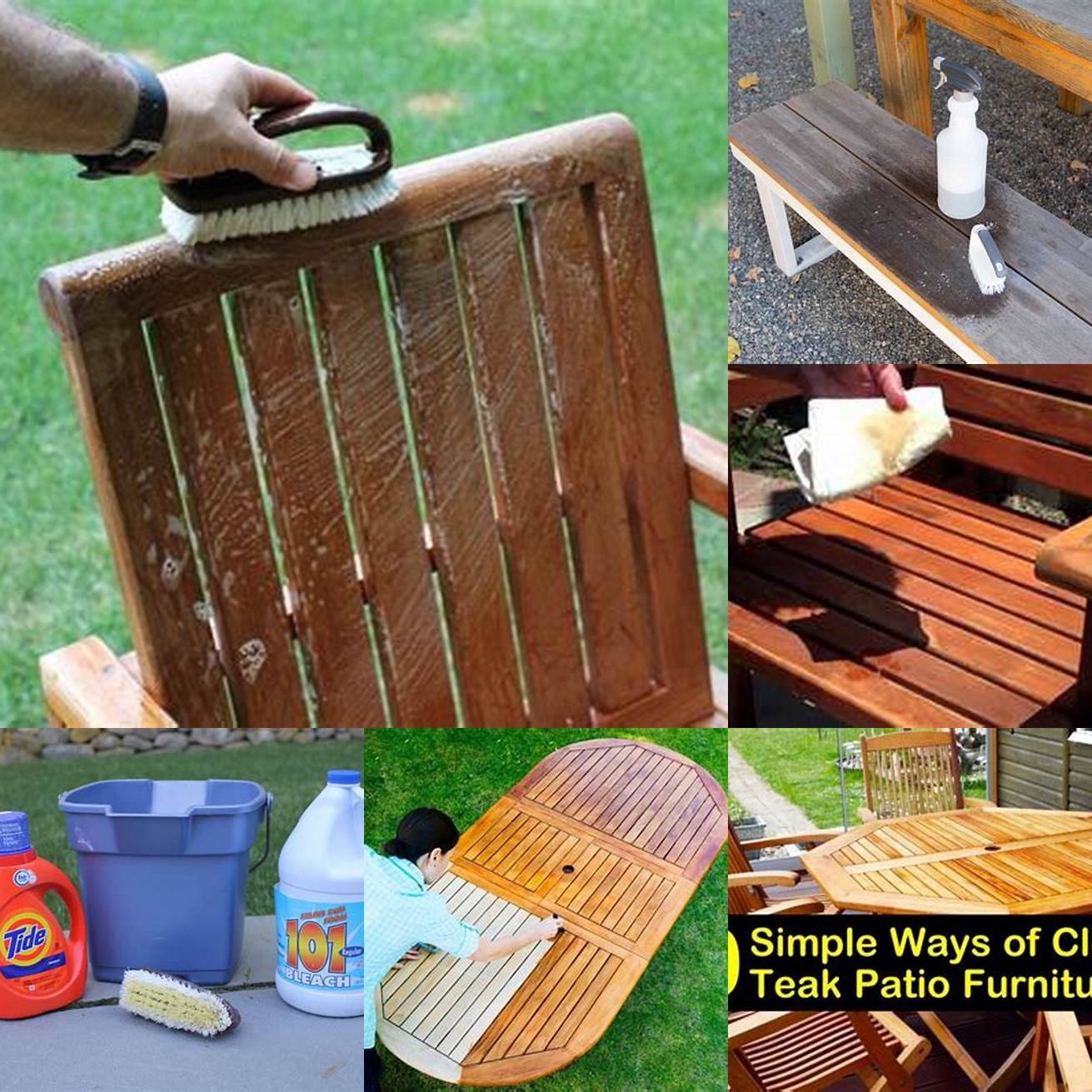 Always use a mild detergent and warm water to clean your teak furniture