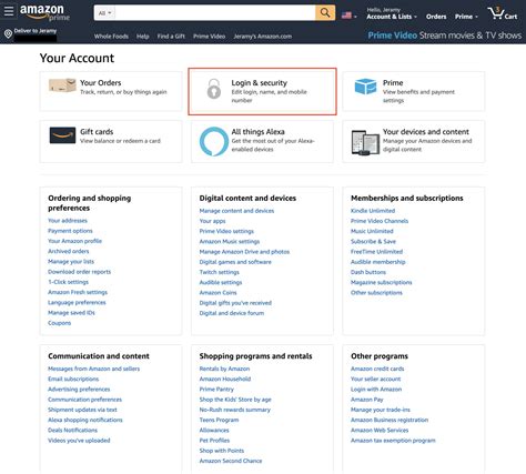 Amazon Business account dashboard account settings