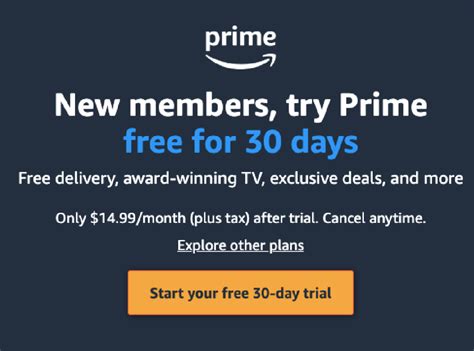 Amazon Free Trial of Prime