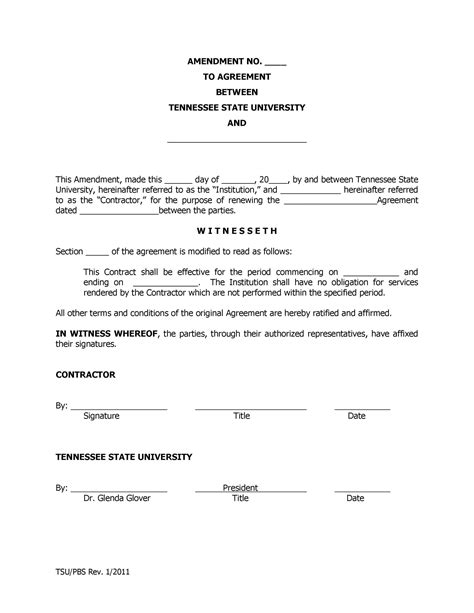 Amendment To Contract Template
