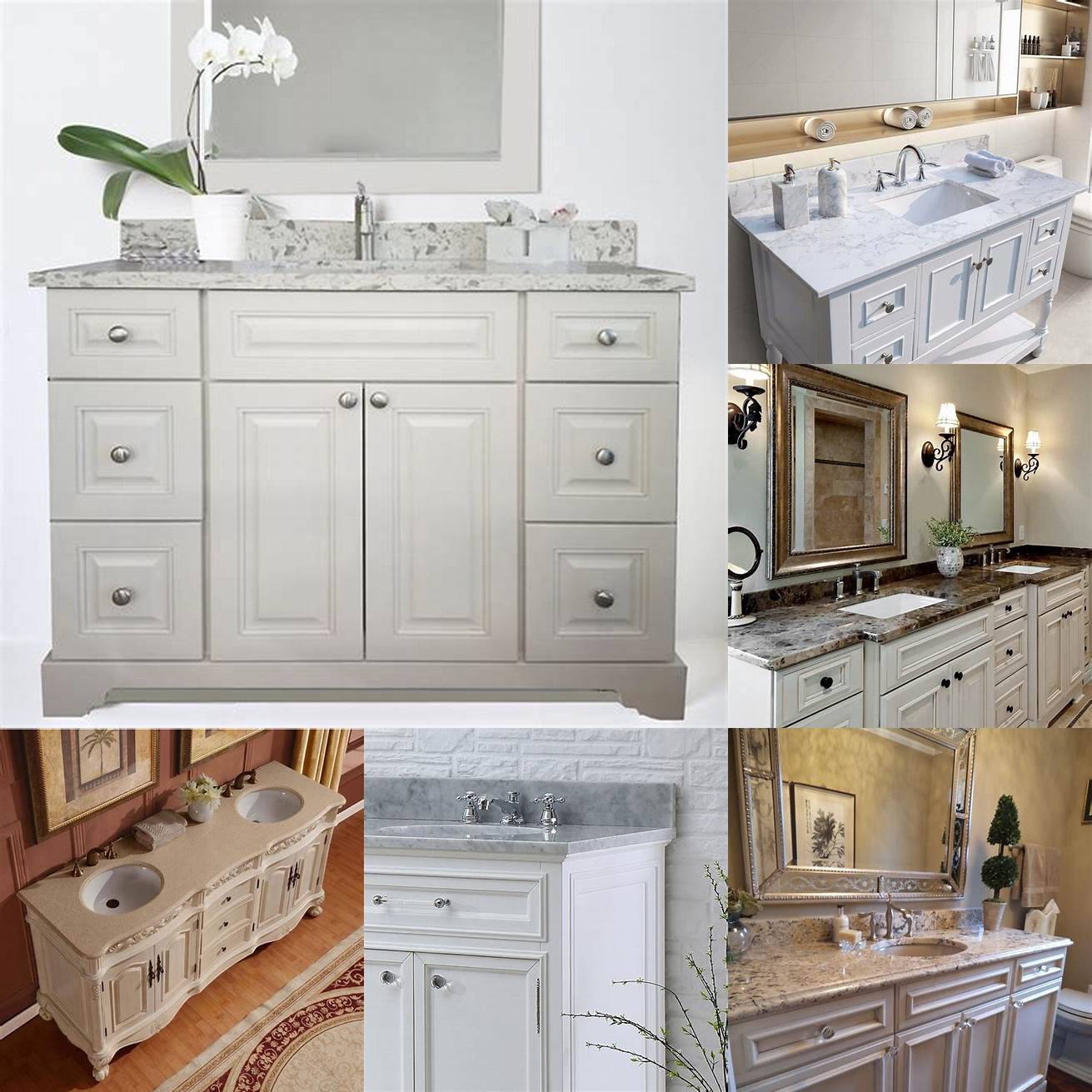 An antique white bathroom vanity with a marble countertop can add a touch of luxury to your bathroom