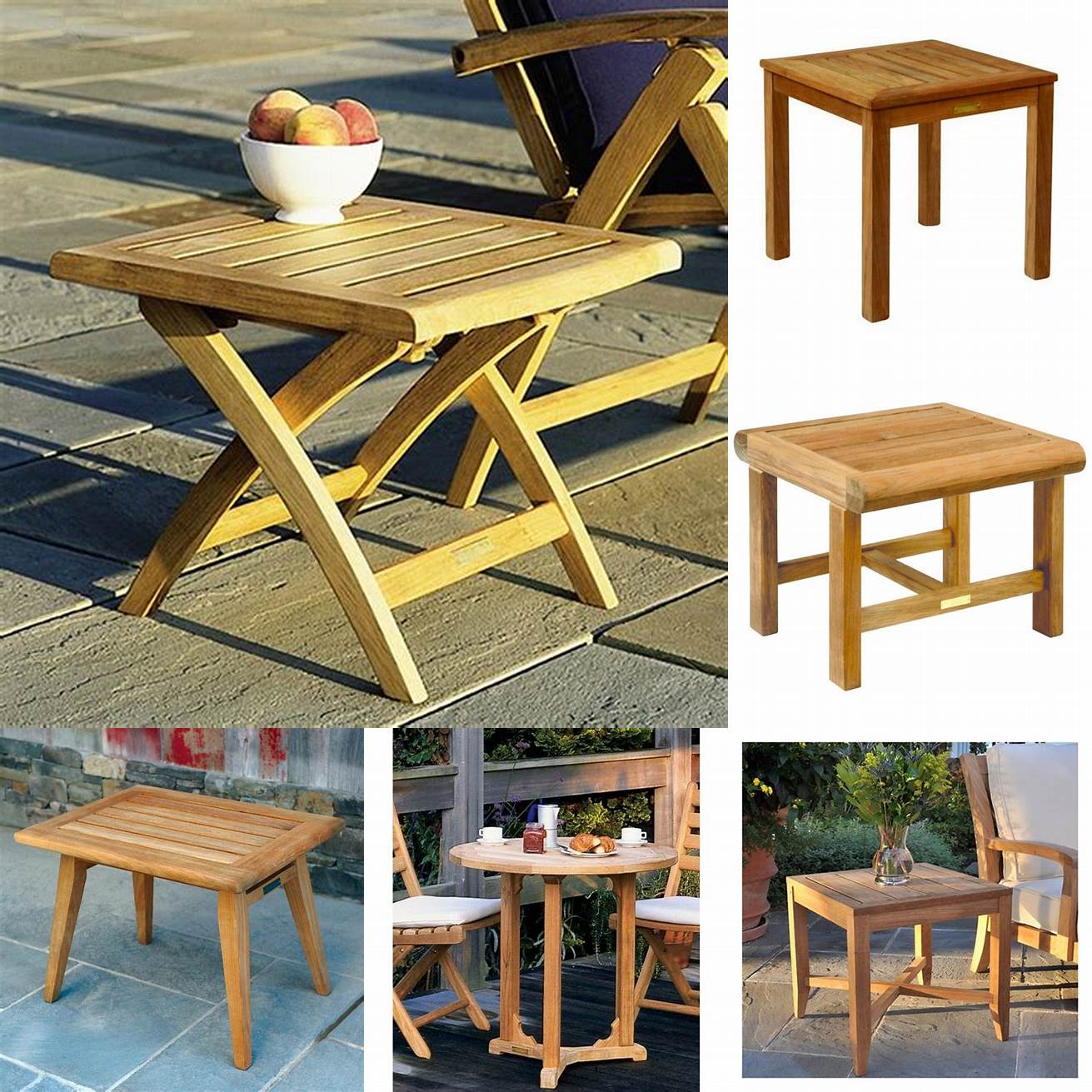 An end table featuring Kingsley Bate Genuine Teak Furniture