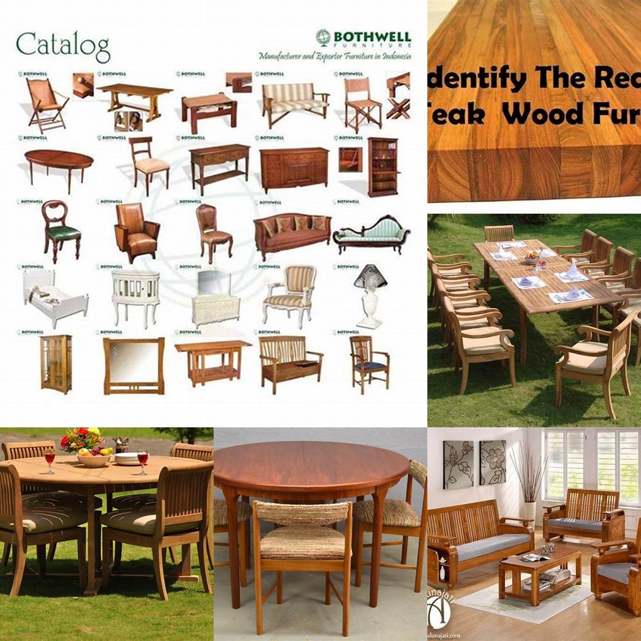 An illustration of the different types of teak furniture