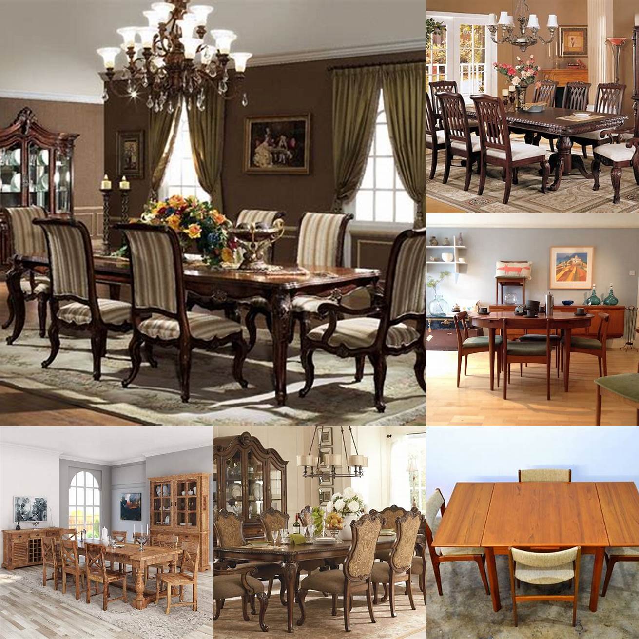 An image of a classic elegant dining room with a teak table