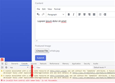 An invalid form control with name is not focusable