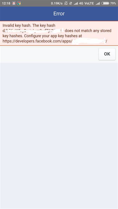 Android Facebook integration with invalid key hash