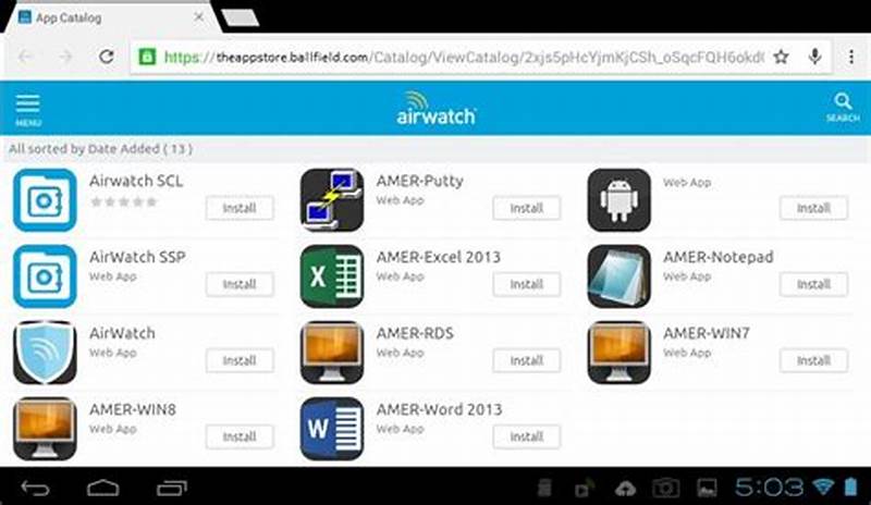 Android Launch Airwatch Catalog Programmatically