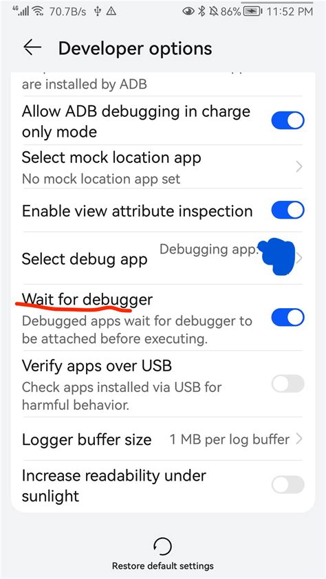 Android app crashes when launched in debug mode