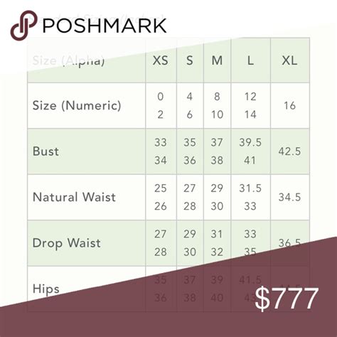 Anthropology Size Chart
