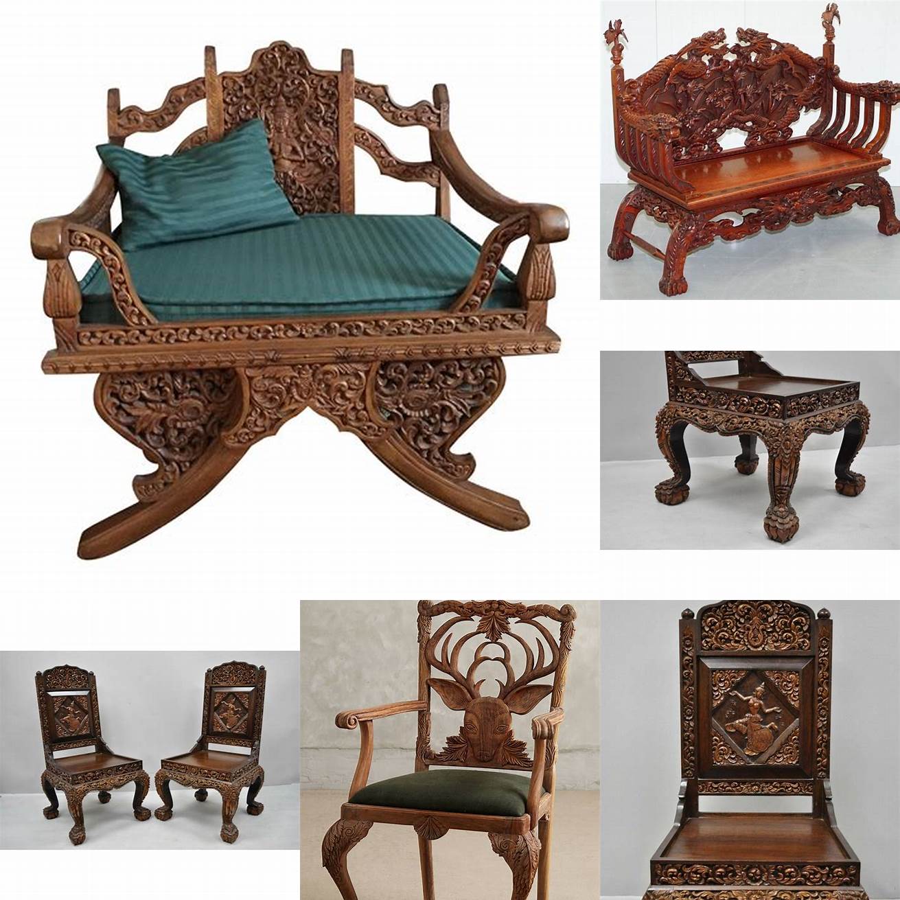 Antique Hand Carved Teak Chair