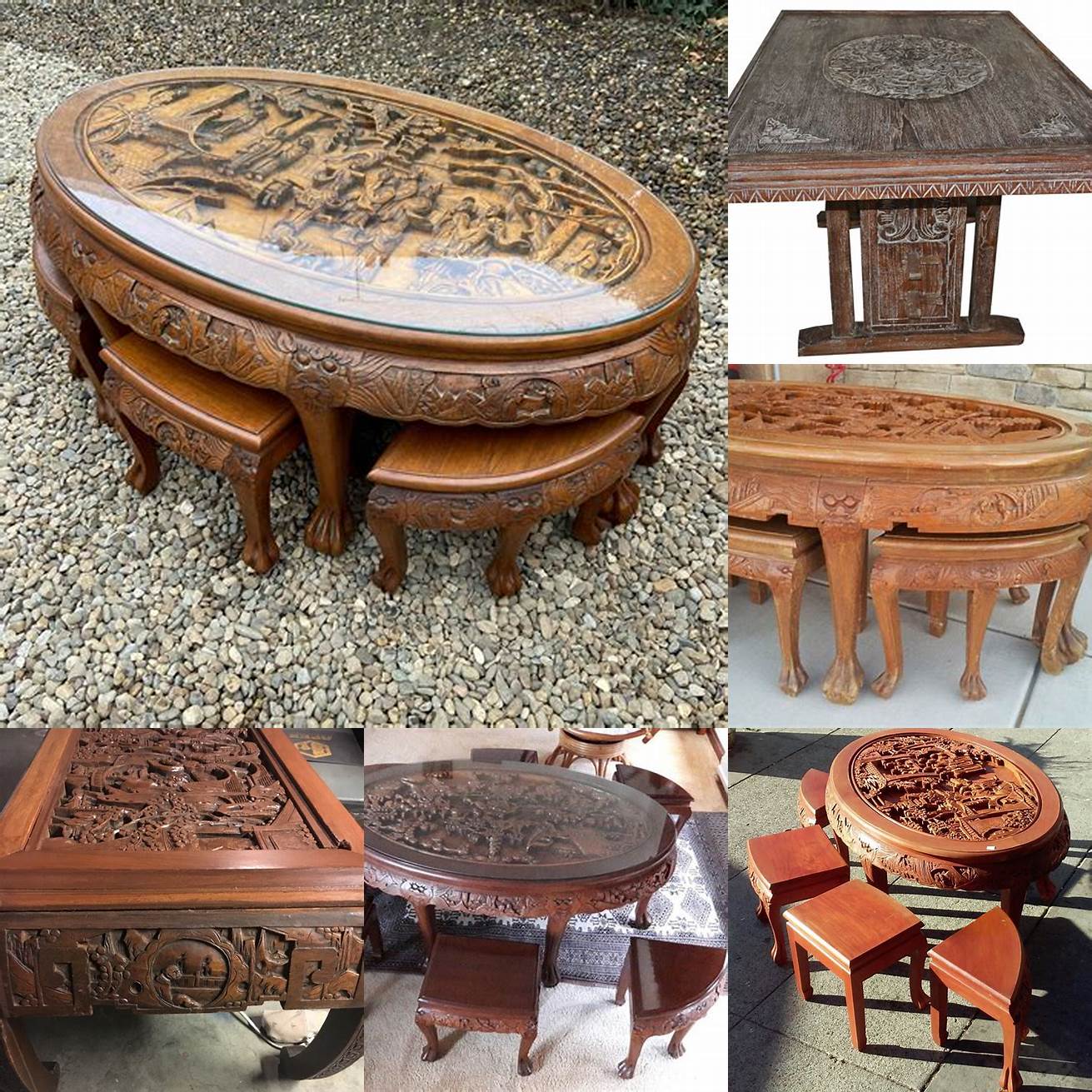 Antique Hand Carved Teak Table
