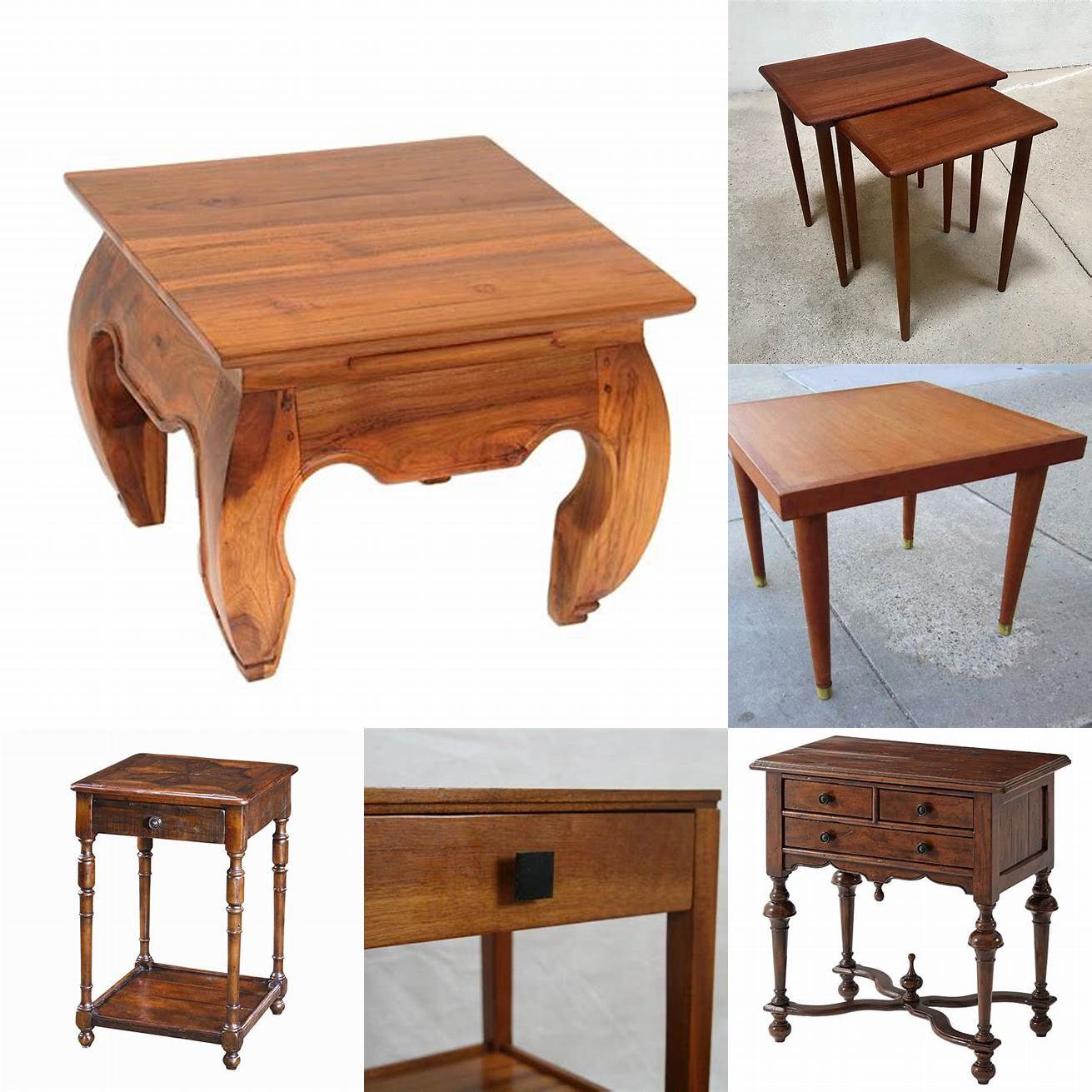 Antique Teak Wood End Table