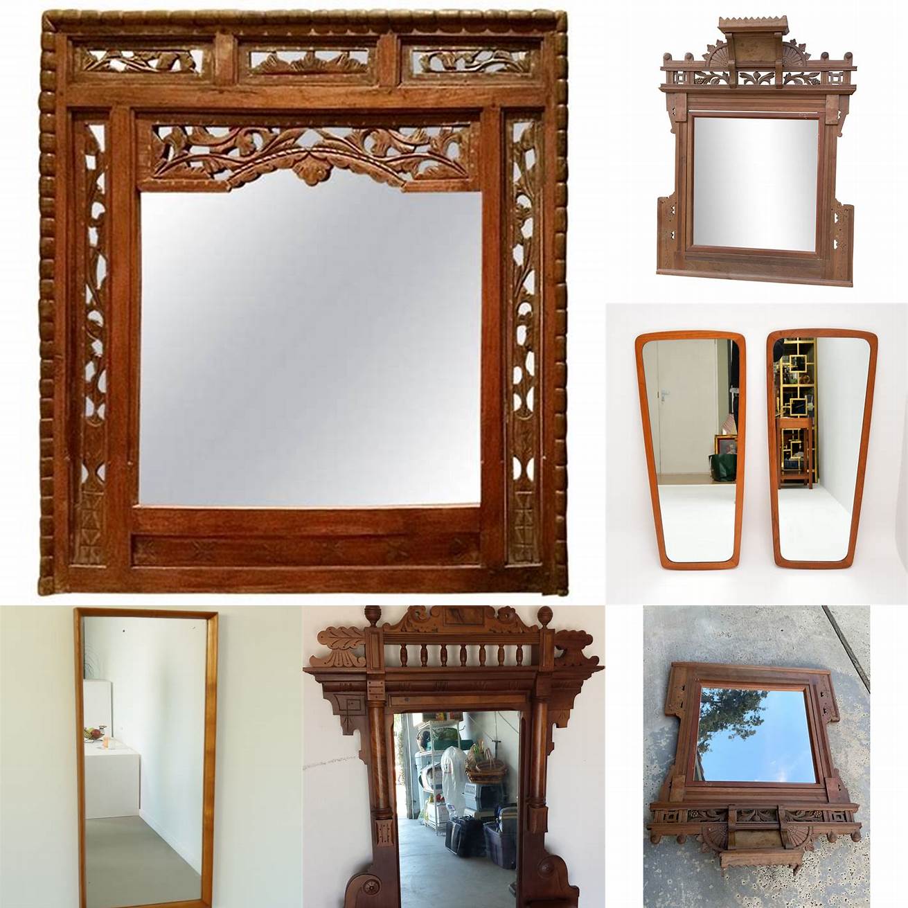 Antique Teak Wood Mirror