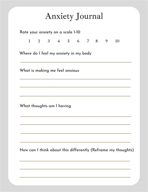 Anxiety Journal Template