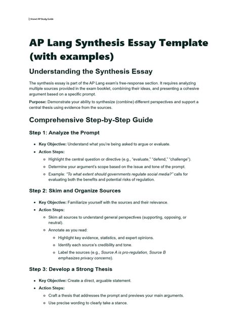 Ap Lang Synthesis Essay Template