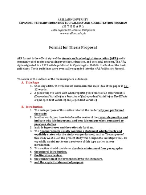 Apa Format Proposal Template