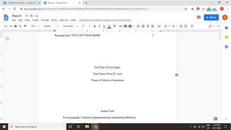 Apa Google Doc Template