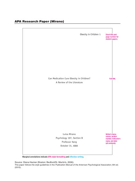 Apa Research Paper Template Word