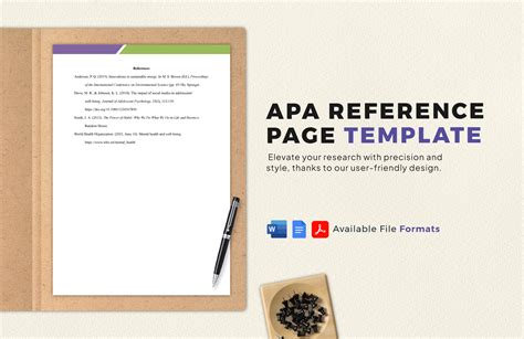 Apa Style Reference Page Template