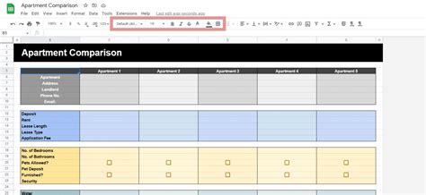 Apartment Hunting Spreadsheet Template