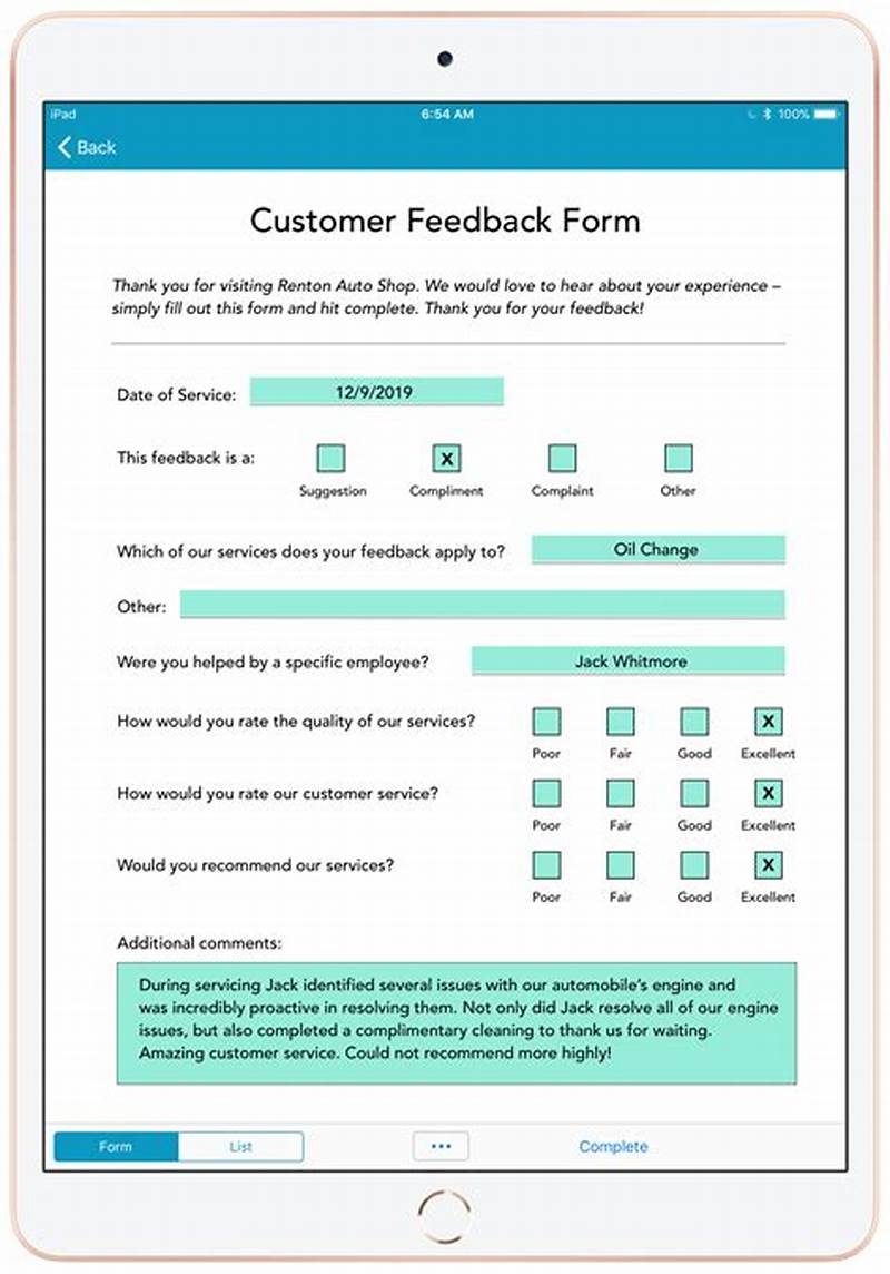 App Feedback Form Example
