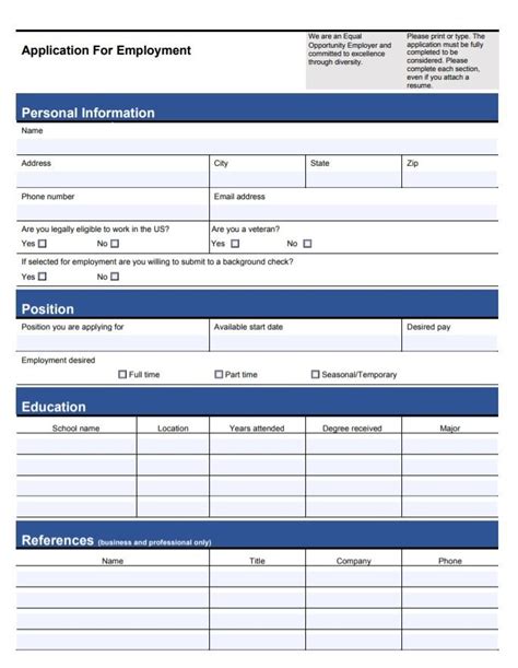 Application For Employment Template In Word