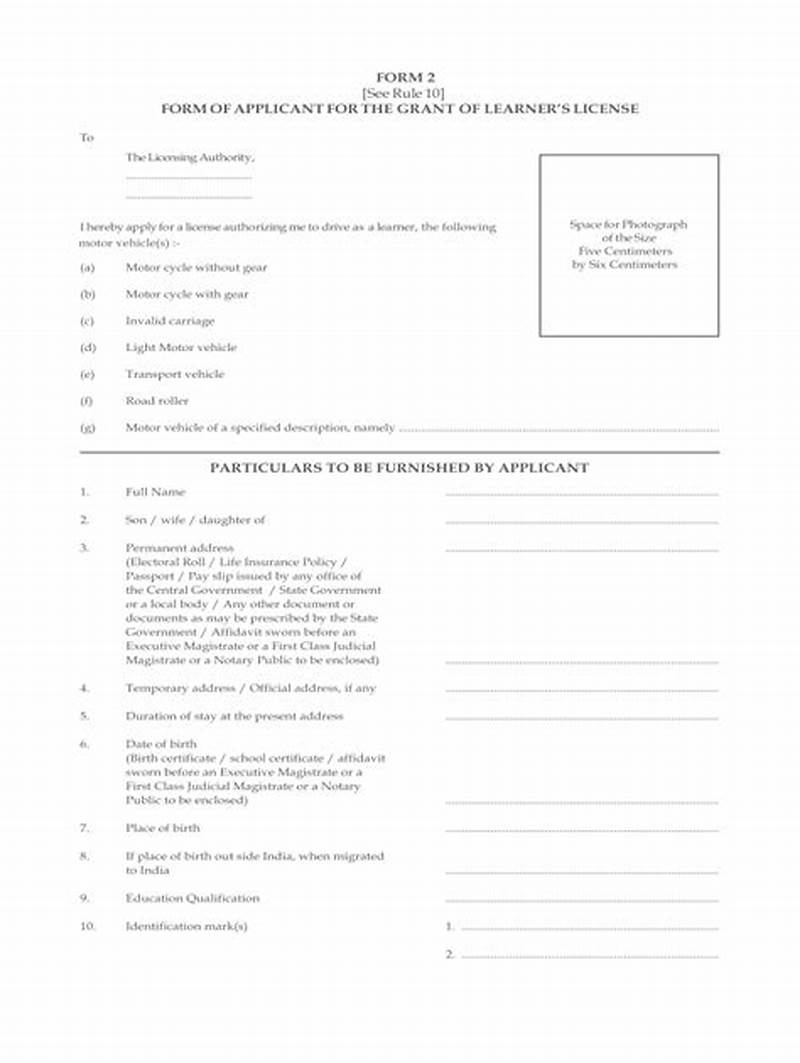 Application Form For Learning License