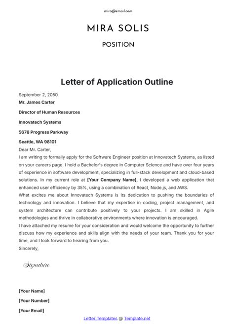 Application Letter Template Doc
